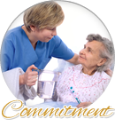 caregiver assisting elderly woman